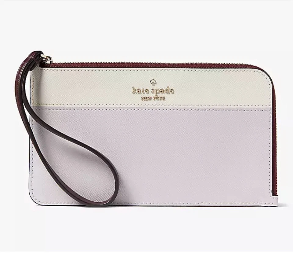 NUEVO CON ETIQUETAS KATE SPADE Lucy Mediano Cremallera en L Muñequera Soporte para iPhone Lila Luz de Luna Foto 2 de 4