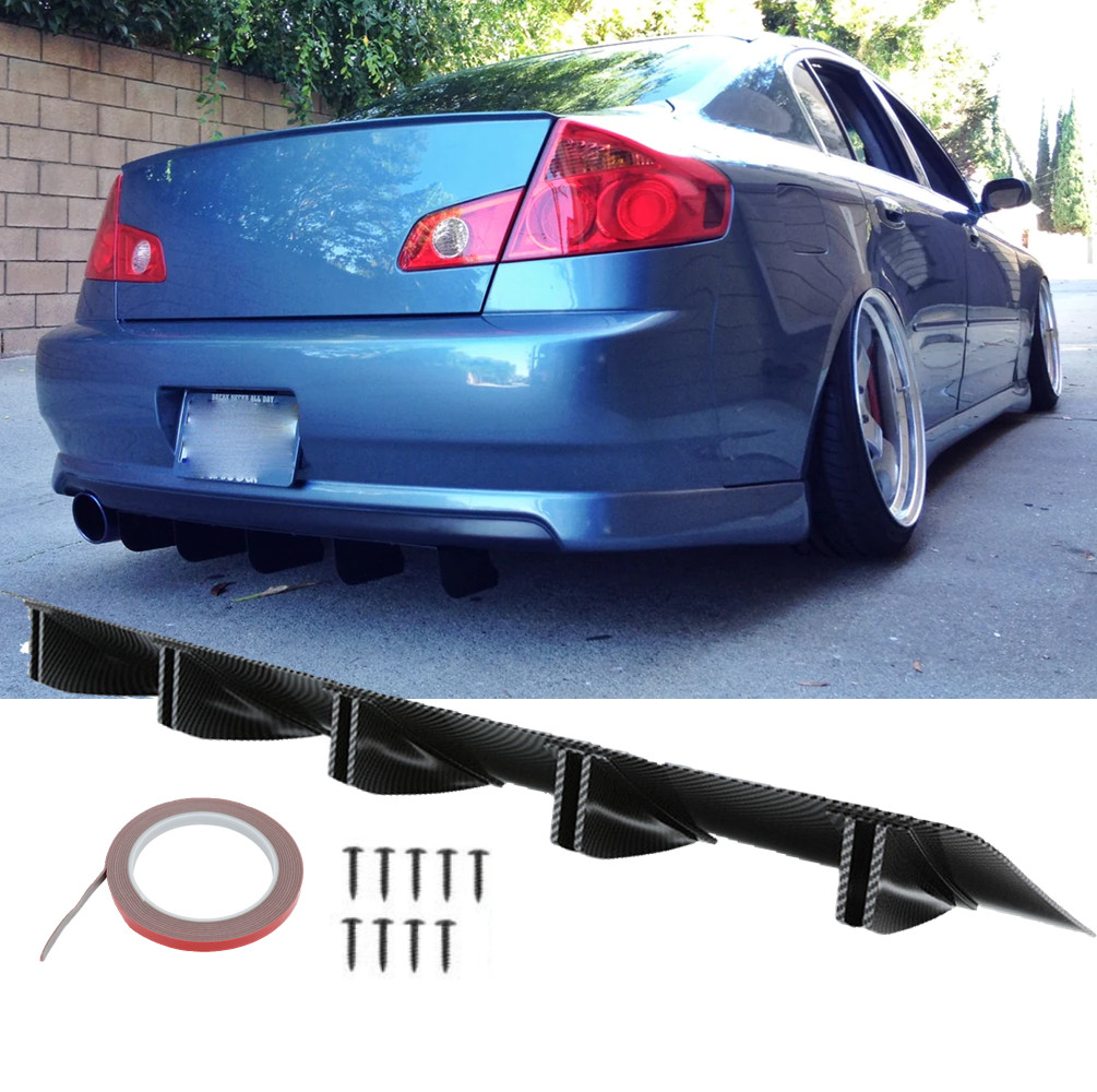 Infiniti G37 G35 Rear Bumper Diffuser - 5-Fin Carbon Fiber Look Splitter Lip Kit