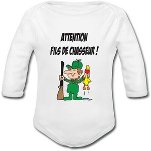 Body Bebe Attention Fils De Chasseur Chasse Cadeau Naissance Humour Garcon Ebay