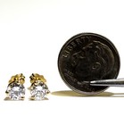 GIA 14k yellow gold 1.03ct SI1 G round diamond 3 prong stud earrings Natural new — photo 2