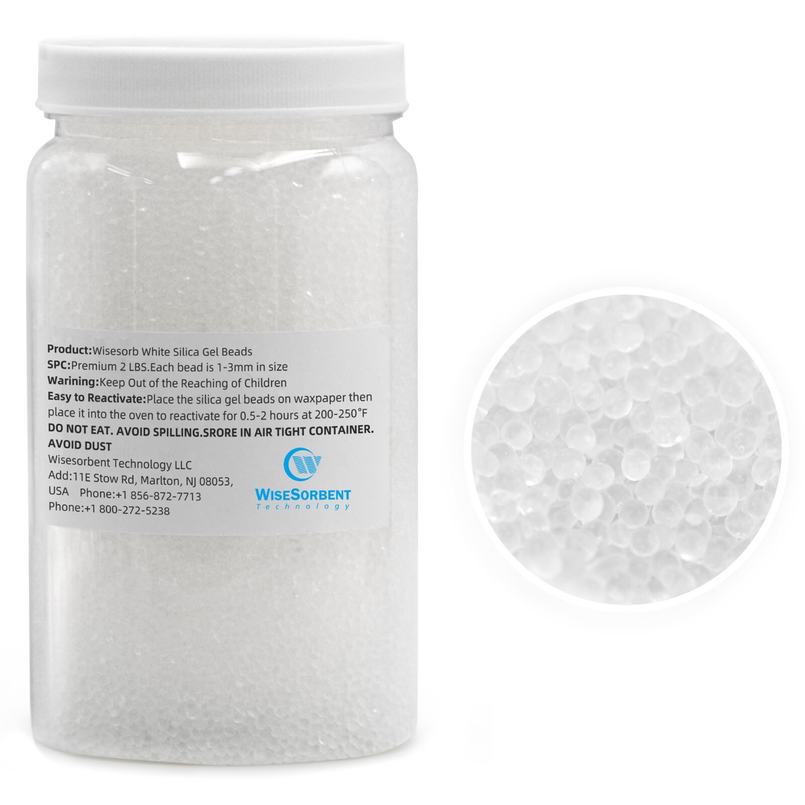 1 Quart Pure White Silica Gel Desiccant Beads 2LBS