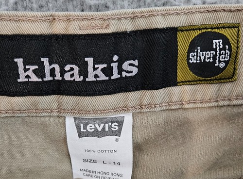 Vintage Levis Silver Tab Boys Khaki Cargo Shorts Beige Size 14 L Baggy - Picture 3 of 11