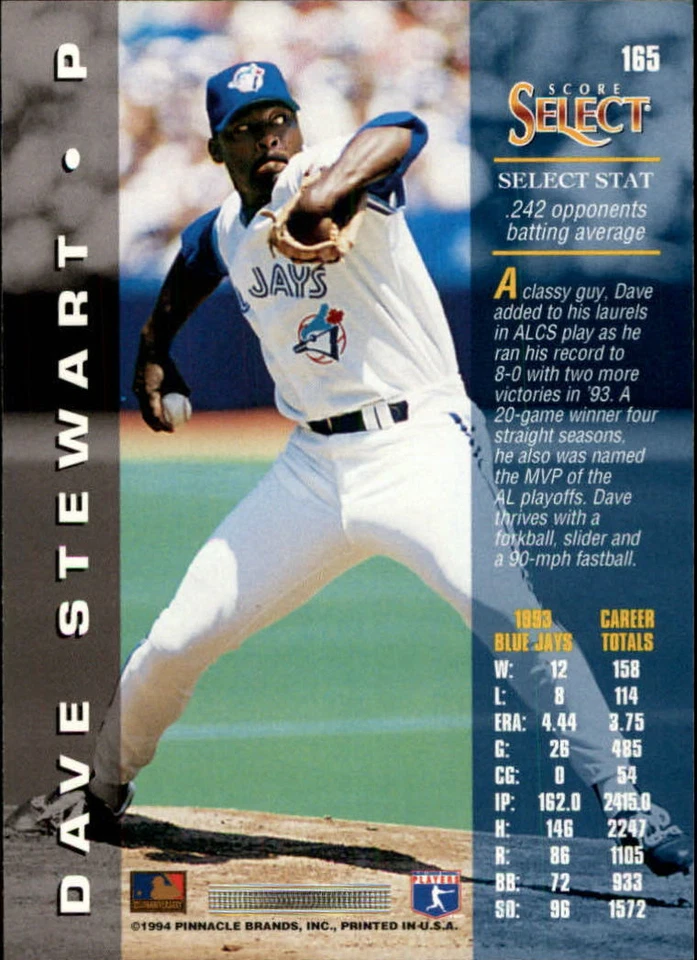 1994 Select #165 Dave Stewart - NM - Image 2 of 2