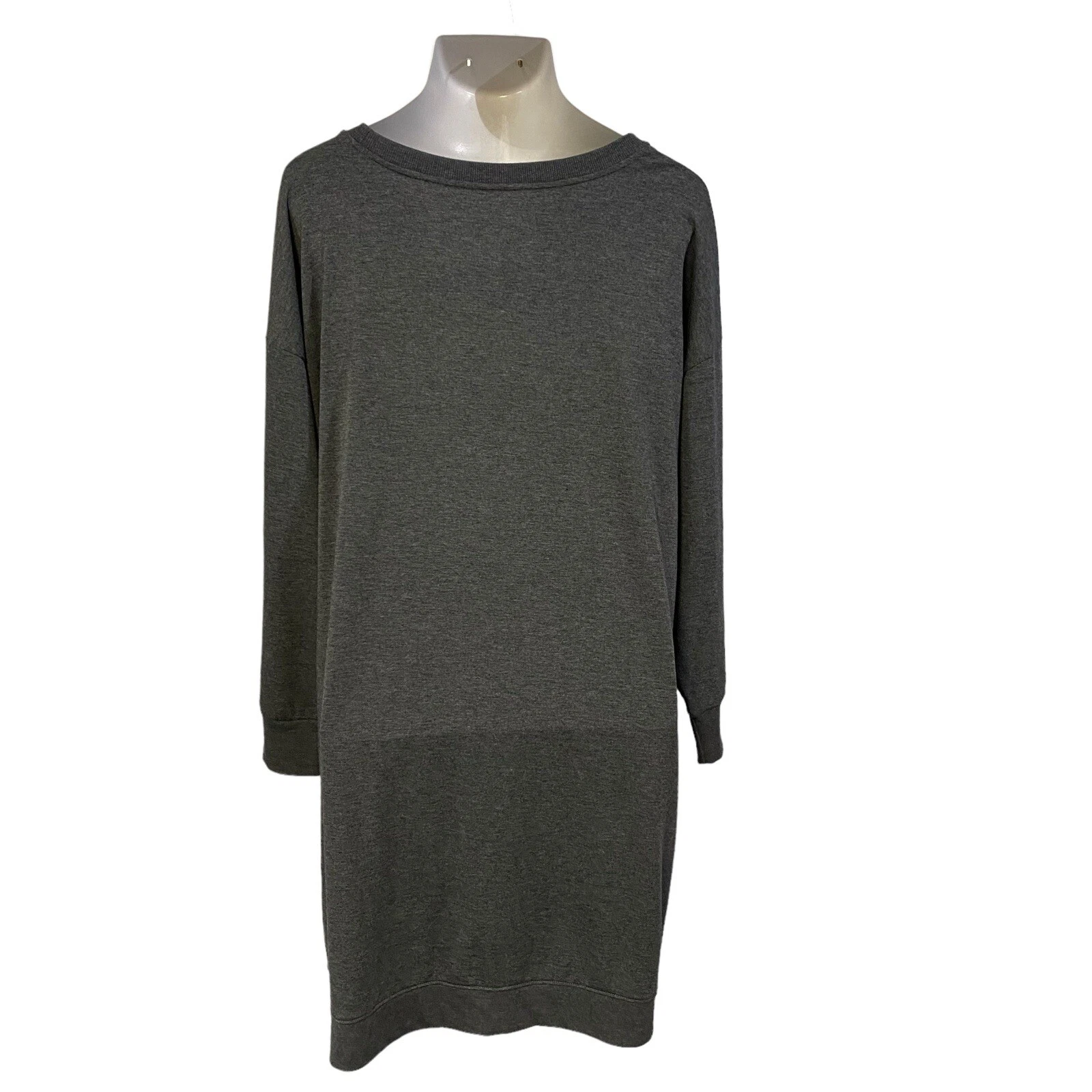 VETEMENTS Xersion Dress Womens Sz X 14W Athleisure Gray Grommet Lattice Shoulder Knit Cozy