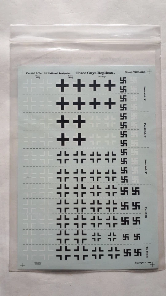 Three Guys Replicas FW-190 Ta-152 National insignas Decals 1:72 TGR-003 - Immagine 4 di 4