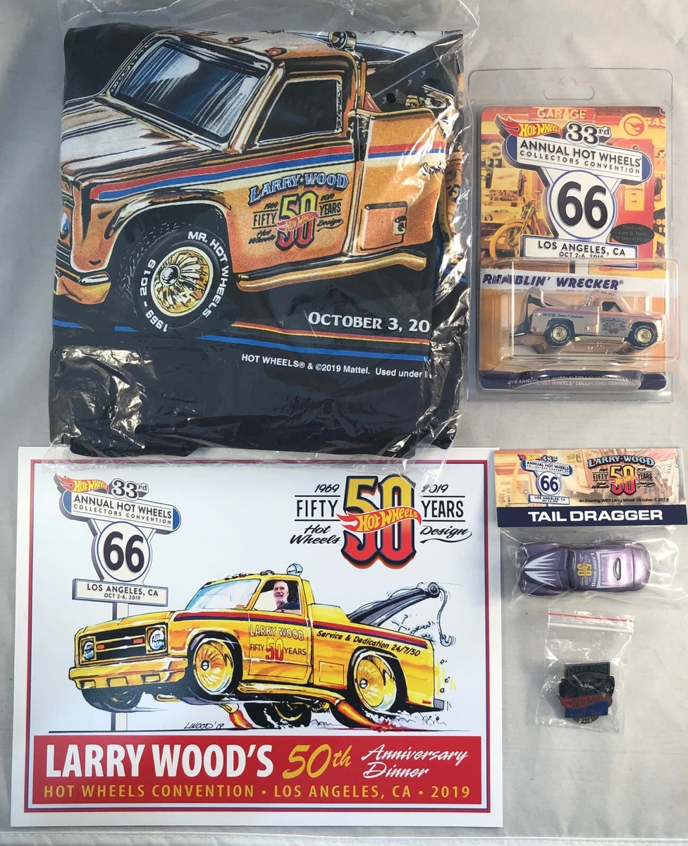 Collectors Convention 2019 33rd Annual Hot Wheels Dinner set XL Shirt Larry Wood
