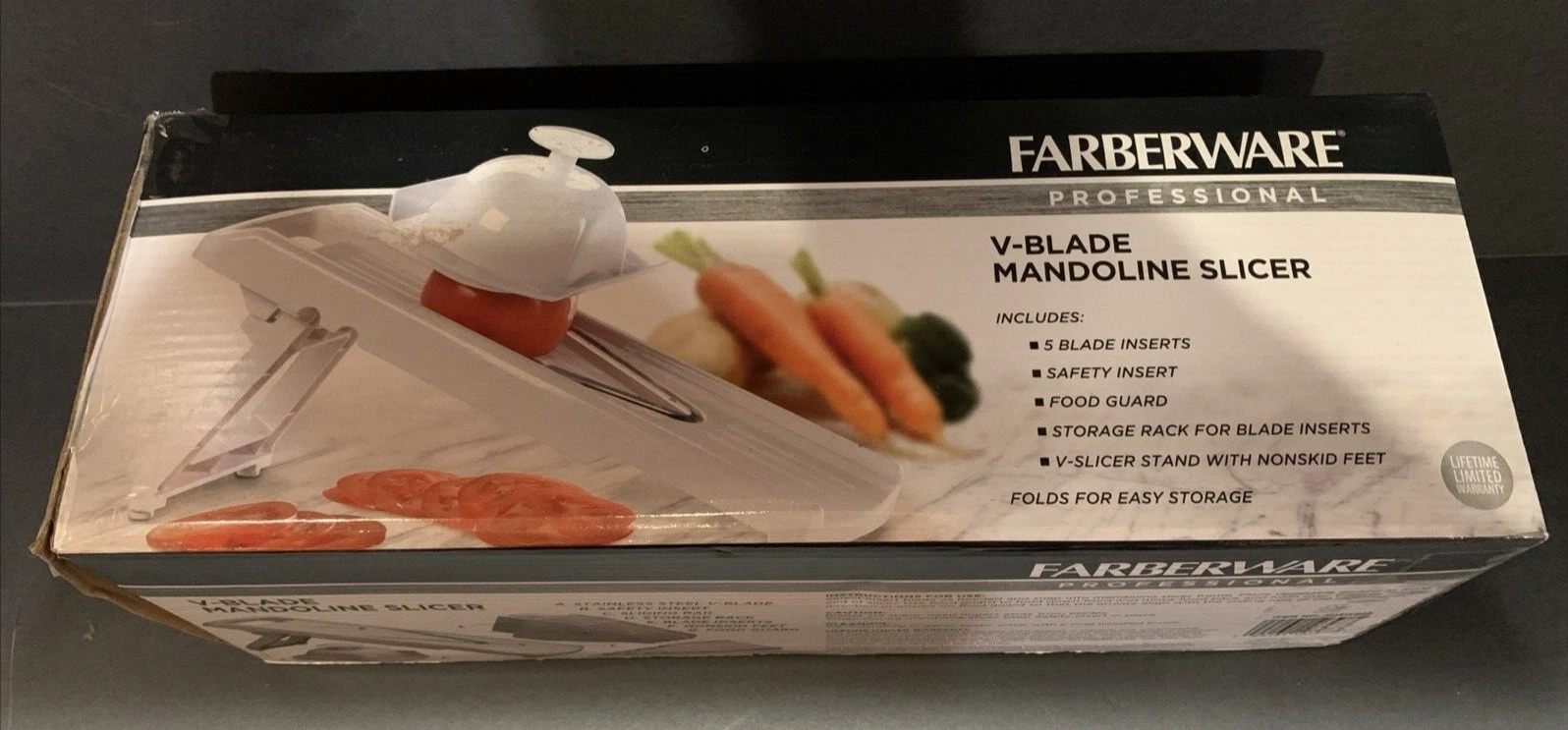 FARBERWARE Professional V Blade Mandoline Slicer W/5 Blades & Food Guard