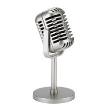 Facmogu Classic Retro Style Microphone Prop With Stand, Fake Vintage M