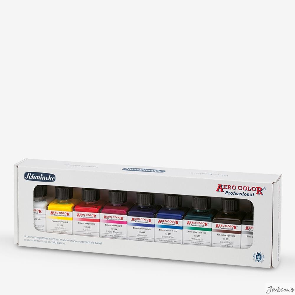 Schmincke Aero Color Acrylic Ink Set Plastic 28ml Airbrush Painting Set 9 Pack