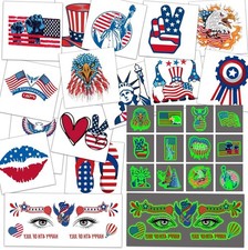136 PCS 4th of July Decorations Temporary Tattoos Glow in the Dark