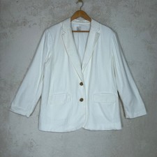 A New Day White Linen Blend Two Button Blazer Jacket Women Large Minimalist