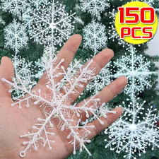 Artificial White Snowflakes Christmas Ornament Xmas Tree Hanging Pendents DIY Fa