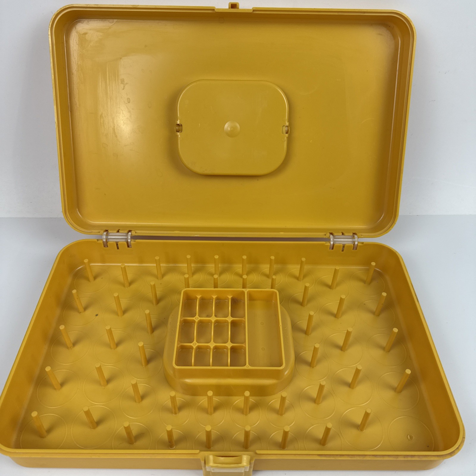 Vintage Wilson Wil-Hold Thread Storage Gold Yellow  Plastic Thread Organization.