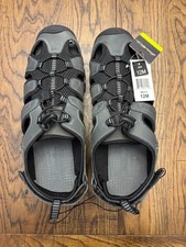 Eddie Bauer Men's Adjustable Strap Sandals Black/Gray Bungee Laces - Size 12 NWT