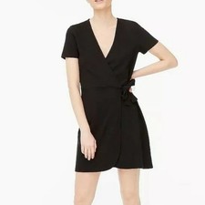 J.Crew Textured Knit Wrap Short Sleeve Dress Black Size S