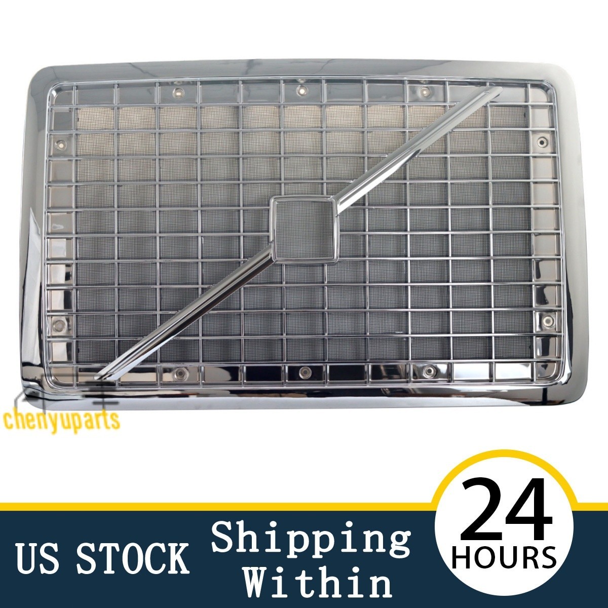 For 2004-2017 Volvo VNL Chrome Front Grille with Bug Screen