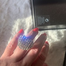 mikey london large diamanté heart ring STUNNING! SIZE O 1/2