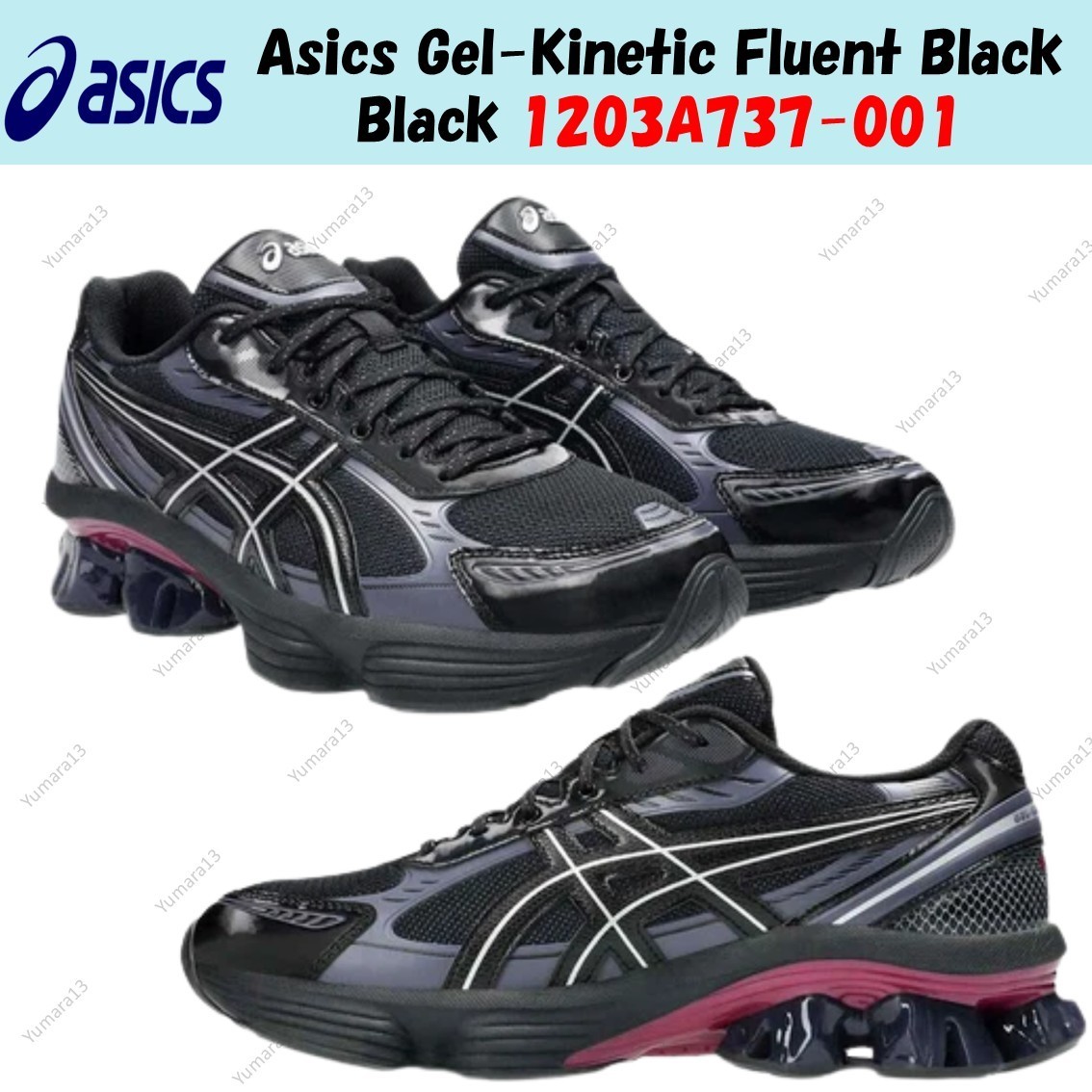 Asics Gel-Kinetic Fluent Black Black 1203A737-001 Men's Size | eBay