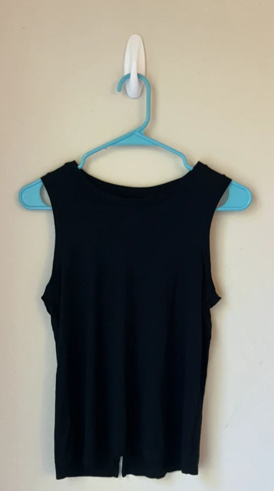 Halogen 女式黑色钥匙孔开衩背心 XS 码健身房运动休闲锻炼 — 第 3/4 张图片