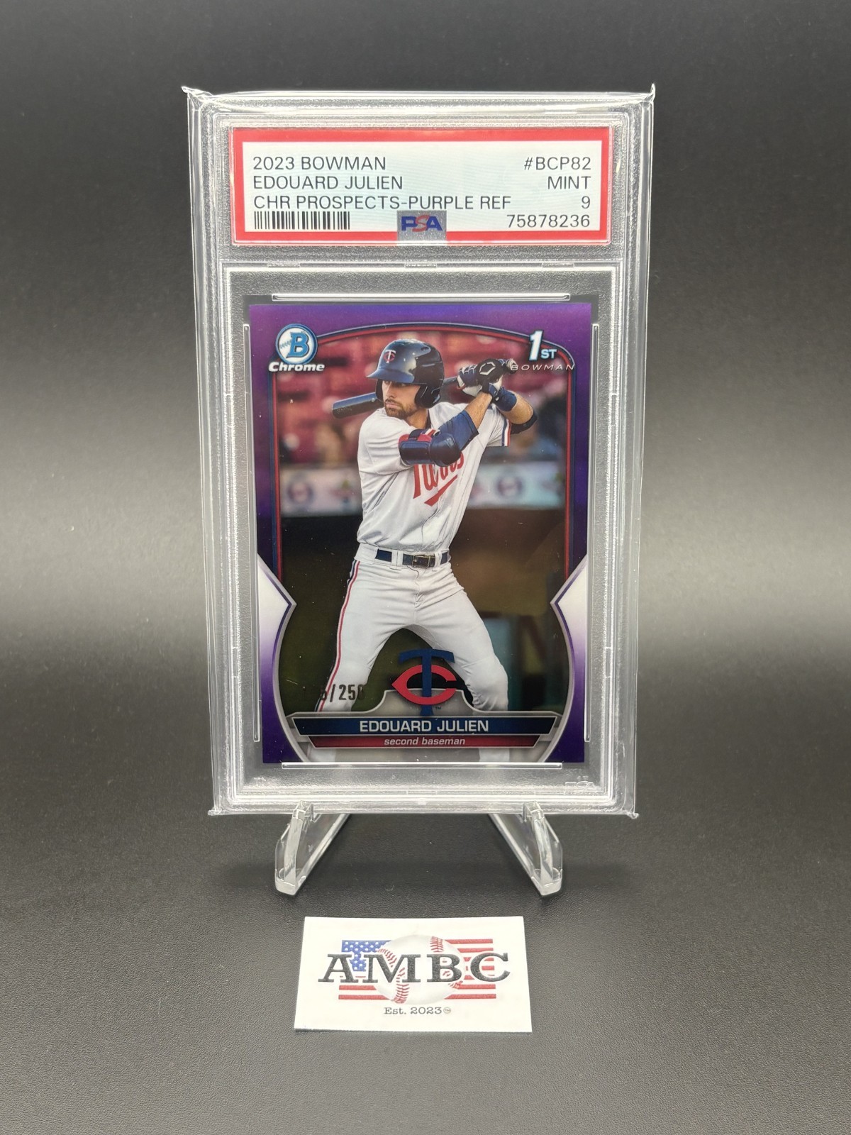Edouard Julien 2023 Bowman - Chrome Prospects #BCP-82 Purple Refractor /250 (RC)