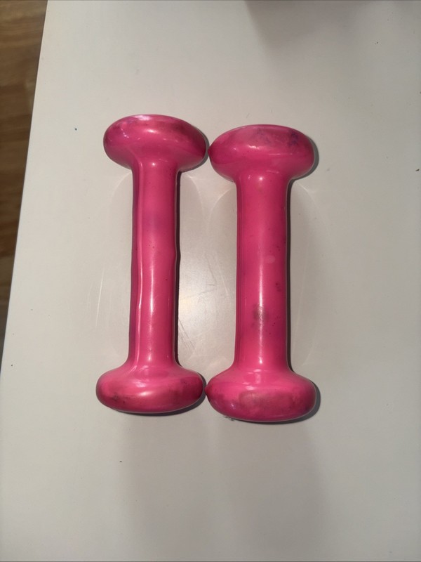 Lot Of 2 Hand Weights Neon Pink 1 Pound Each Workout (2 Pounds Total)