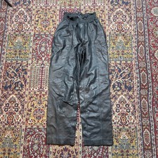 VTG 70s 80s Absolu Paris Black Leather High Waisted paneled moto Pants 8 France