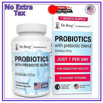 Dr. Berg Probiotic Supplement 60 Billion CFU Digestive Health 30 Capsules