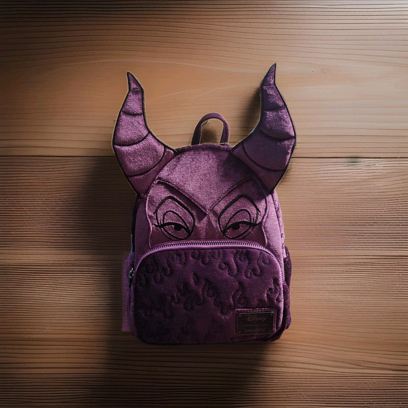 Disney Villians Maleficent Purple Velvet Loungefly Mini Backpack