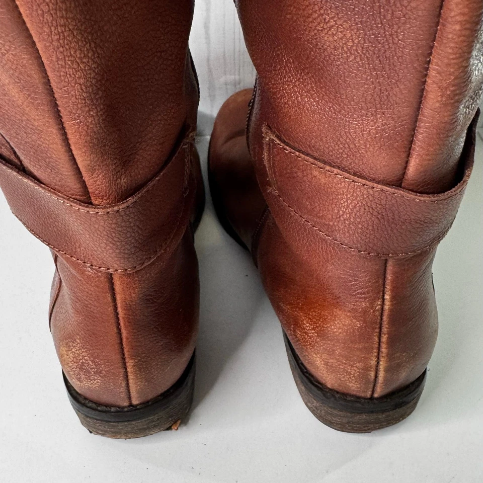 Ciao Bella Brown Pebble Leather Tall Buckle Riding Boots Size 8.5 - Image 4 of 4