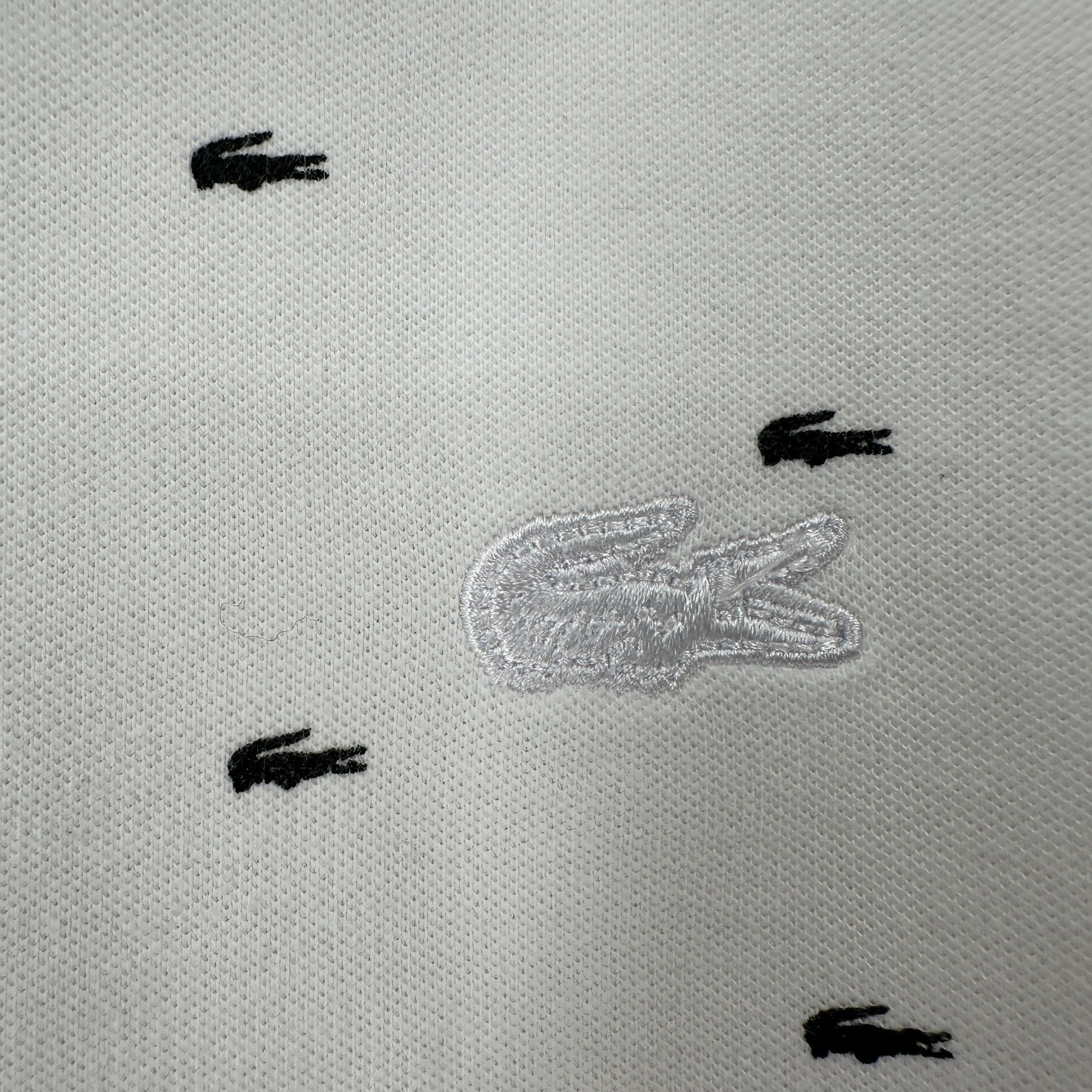 Lacoste Classic Fit Boys XL White All Over Croc Print Tennis Polo thumbnail 5