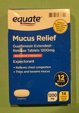 EQUATE MUCUS RELIEF GUAIFENESIN 1200MG EXTENDED-RELEASE TABLETS - 14 TABLETS
