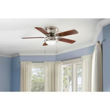 Hugger 44 In. LED Indoor Brushed Nickel Ceiling Fan with Light Kit