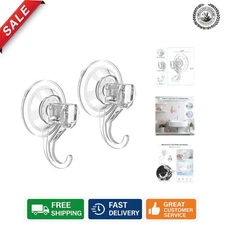 4 Pack of Clear Suction Cup Hooks - Ideal for Bathroom & Kitchen Organization