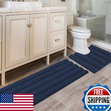 H.VERSAILTEX Bathroom Rugs 2 Piece Set Non Slip Water Absorbent Contour Bath Mat