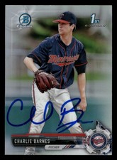 Charlie Barnes Minnesota Twins IP Signed Auto 2017 Bowman Draft Chrome Refractor