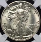 1935 WALKING LIBERTY HALF NGC MS 64 CLEAR GLASSY PALE CHAMPAGNE PATINA, LUSTROUS