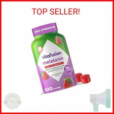 vitafusion Max Strength 10 mg Melatonin Gummies, Strawberry Flavored, Adult Mela