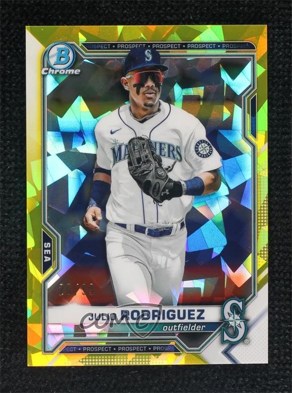 2021 Bowman Chrome Draft Sapphire Edition Yellow 20/99 Julio Rodriguez 0us5