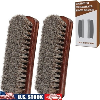 Professional Horsehair Leather Shoe Brush Cleaner Boots Handbags Upholstery Care