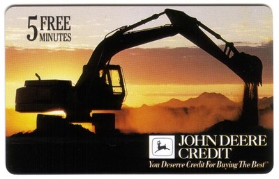 5m John Deere Credit (Backhoe With Sunrise Background) Phone Card