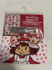 13 Pc Set Strawberry Shortcake Dots Shower Curtain Metal Roller Hooks NWT