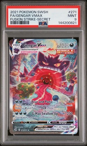 2021 POKEMON SWORD & SHIELD FUSION STRIKE SECRET #271 FULL ART/GENGAR VMAX PSA 9