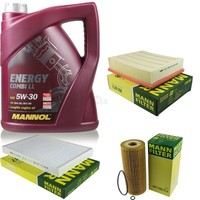 MANN-FILTER Inspektionspaket 5L Mannol Energy Combi Ll 5W-30 FüR Audi A6 Avant