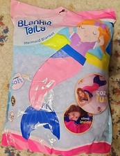 Blankie Tails Mermaid Blanket 56" Long Dark Pink  Deep Blue Soft Cozy 4-13yr
