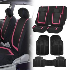 Black Pink Seat Covers For Car Suv Auto With Black Heavy Duty Floor Mats