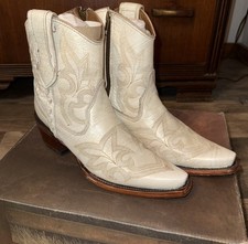 Circle G Corral LD Pearl Ankle Boot Women 8 Ivory White Embroidery  Zipper NEW