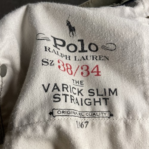 Pantalones chinos rectos ajustados Polo Ralph Lauren Varick para hombre 38x34 verdes de algodón - Imagen 5 de 8