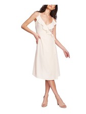 1. STATE Womens Faux Wrap Midi Dress Sleeveless V Neck Cocktail