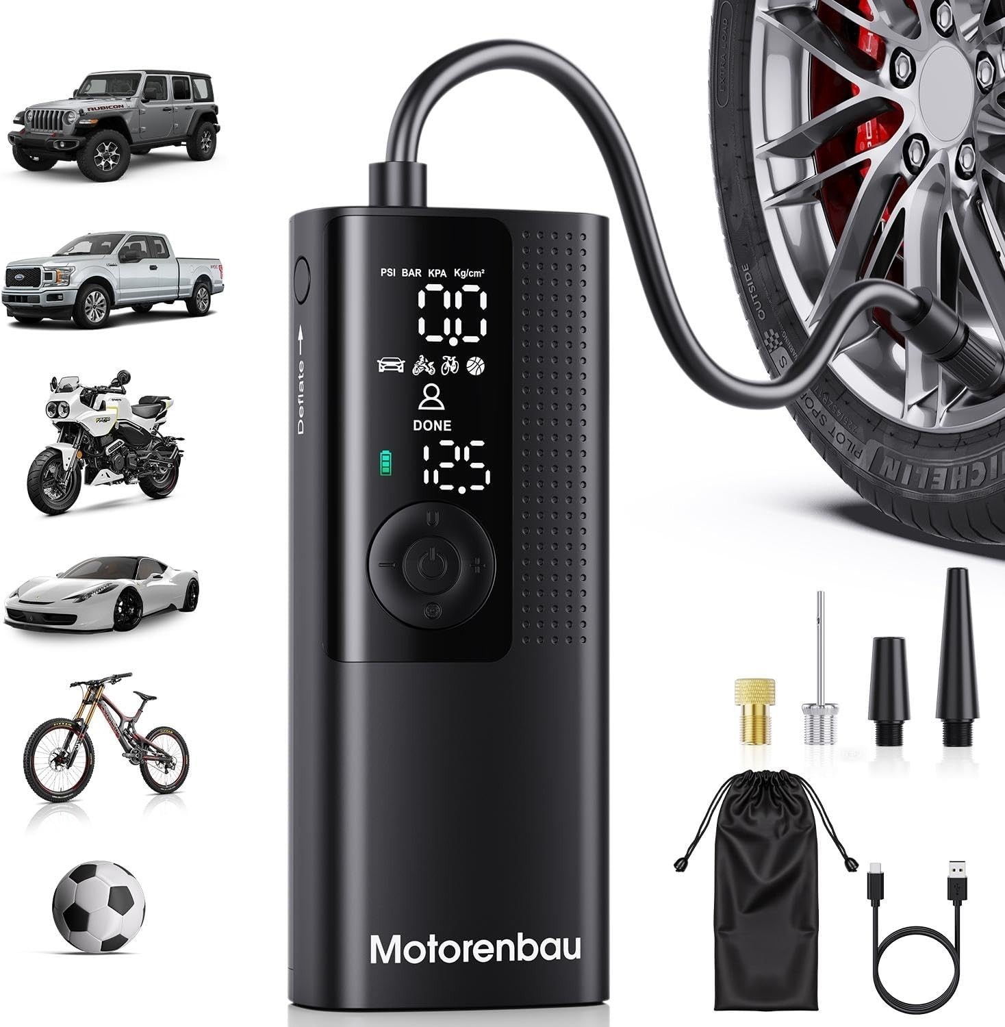 Tire Inflator Cordless Car Pump Digital Handheld