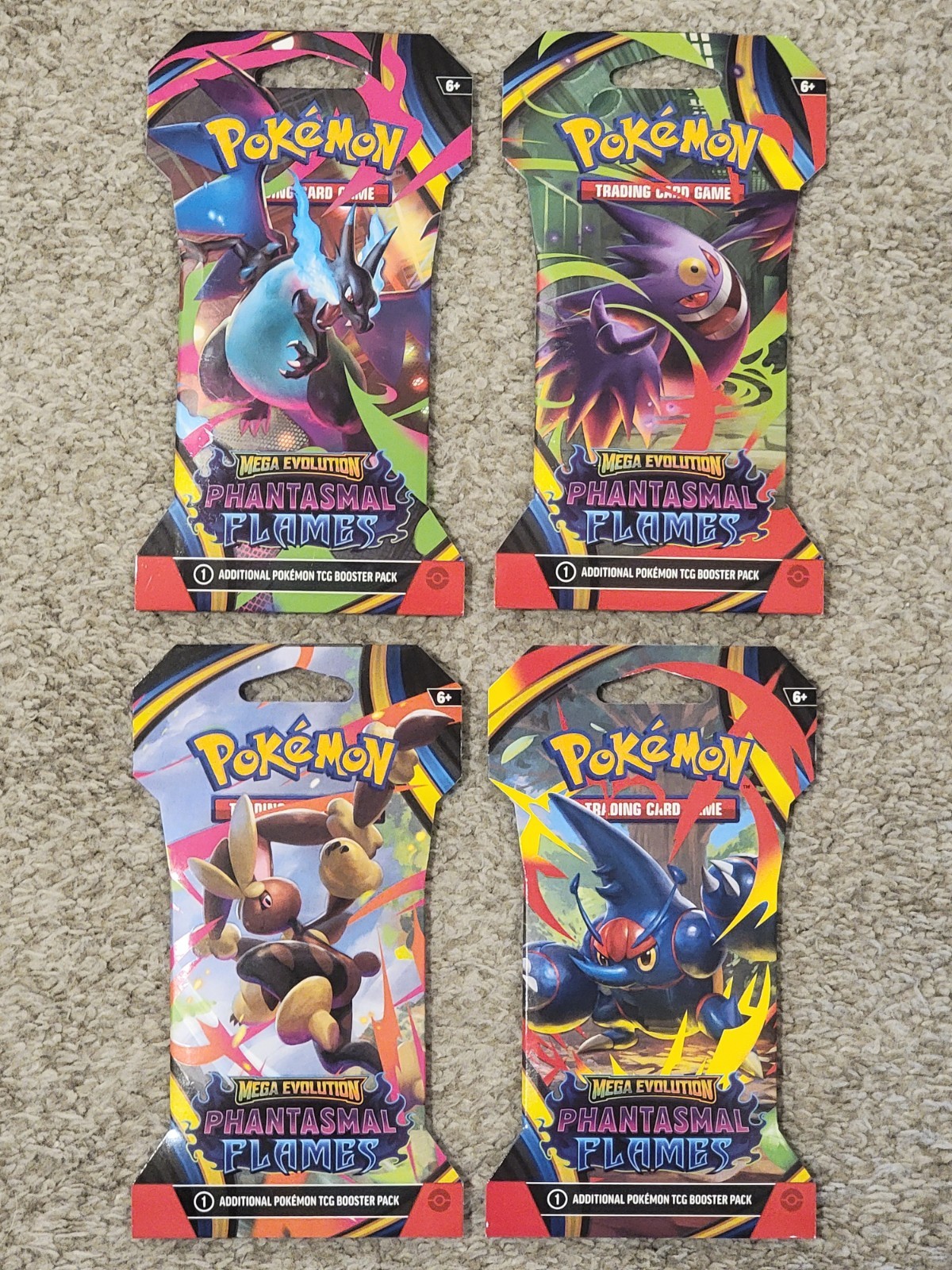 Pokemon TCG Mega Evolution Phantasmal Flames 4x Sleeved Booster Pack Art Set New